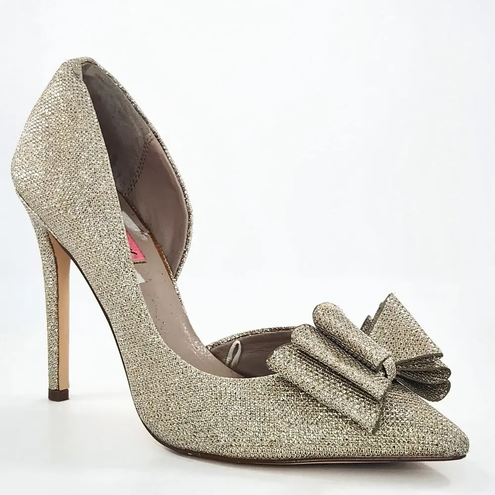 Betsey Johnson Women's Gold Glitter Prince d'Orsay Evening Pumps Size 8.5